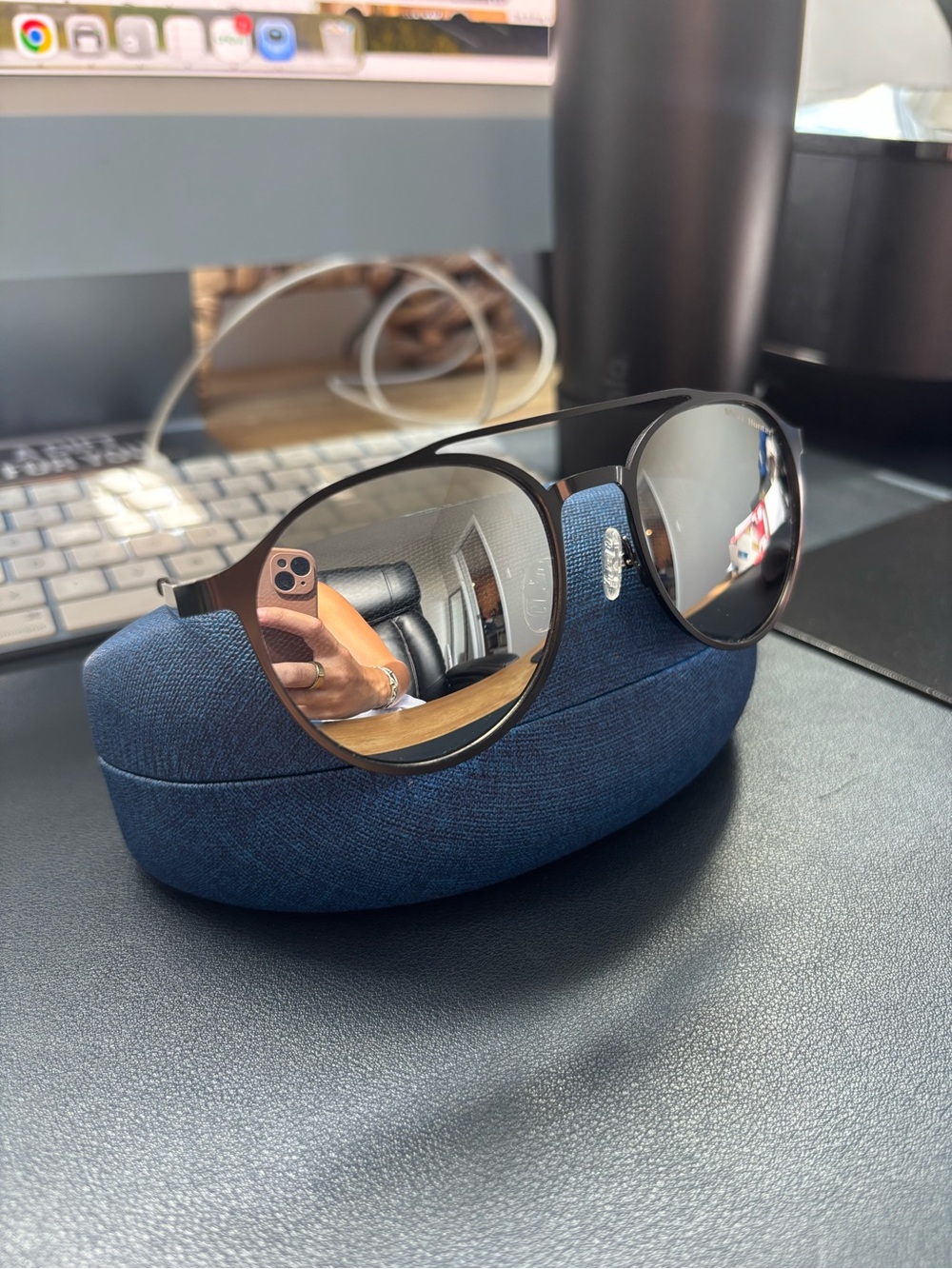 Marc Hunter Sunglasses - Black Frame with Chrome Lens
